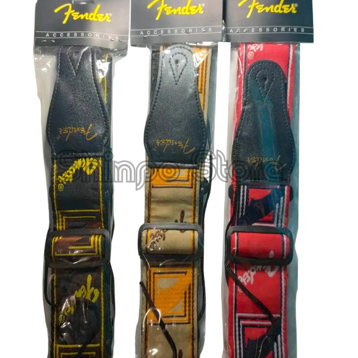 ♝ Strap Gitar Fender / Sabuk Gitar Elektrik Akustik Original Import ➺