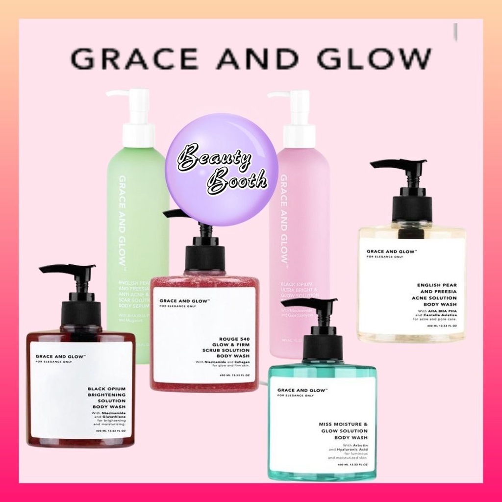 GRACE AND GLOW Body Serum | Body Wash | Shampoo | Deodorant | Hair Mist | Black Opium | English Pear | Rouge 540 | Peony Blush