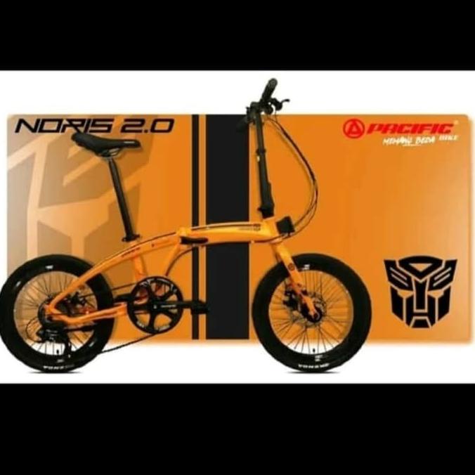 Sepeda Lipat 20 Pacific Noris 2.0 Transformer Alloy Terbaru - Orange