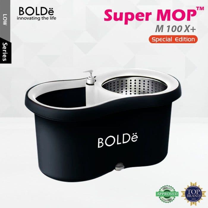 Alat Pel Putar Bolde Super Mop M 100X+ SE ST Alat Pel Tanpa Peras Tangan Lap Pel Lantai Bolde M100X