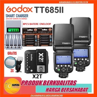 Paket Godox TT685II Canon Nikon Sony Speedlite TTL TT685 II TT685 Mark2 TT 685II Flash + Trigger X2T