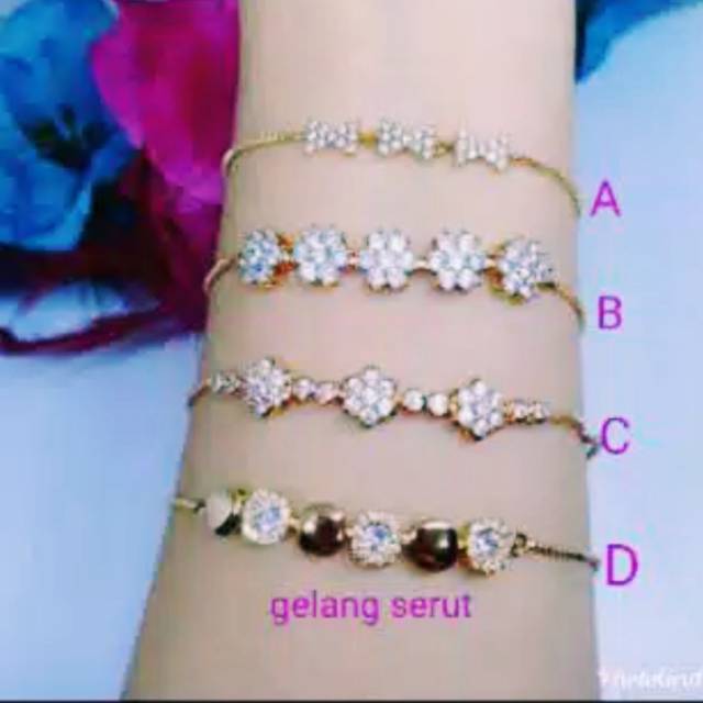 Gelang serut xuping GS-31 lapis mas 18 k permata zircon