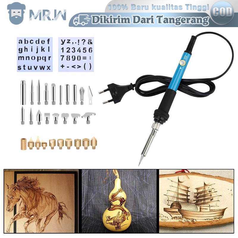 

35pcs Alat Lukis Bakar Wood Burning Pen Pyrography Set Pen Solder Elektrik Untuk Pyrography