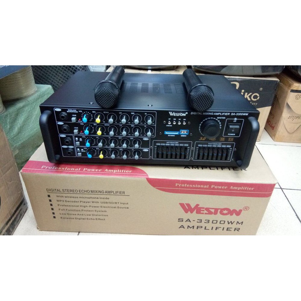 ampli bluetooth weston sa3300 power amplifier westone sa 3300 free 2 mic wireless pegang