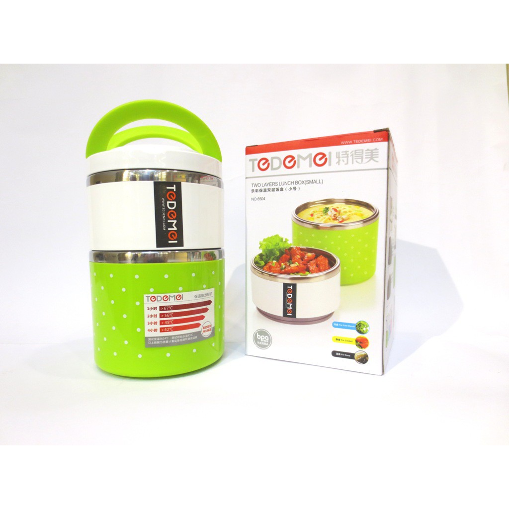 TEMPAT MAKAN STAINLESS TEDEMEI LUNCHBOX 6504 PINK GREEN ...