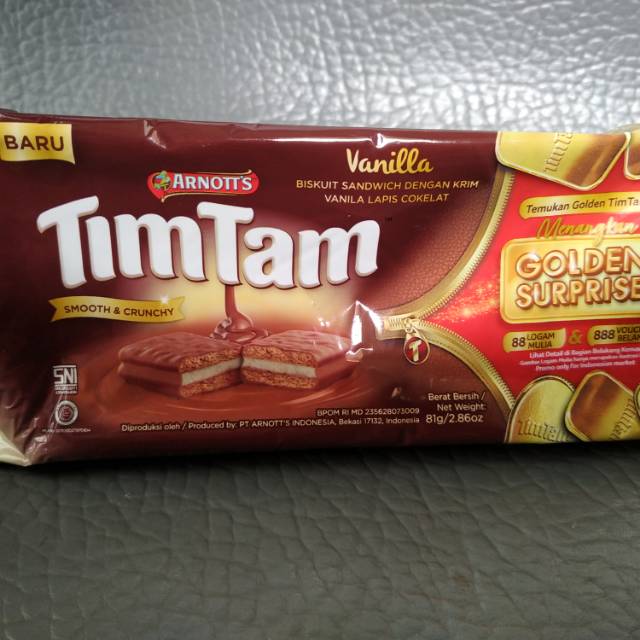 

[Harga promo. Stok terbatas] Timtam Biskuit coklat/vanilla 81gr