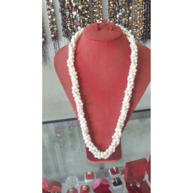 Kalung lilit panjang mutiara asli