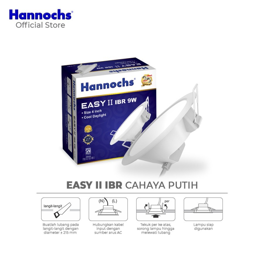 Lampu Downlight LED Hannochs EASY 9 Watt Putih