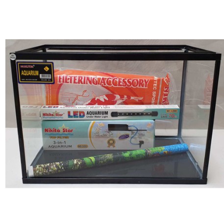 Paket aquarium Nikita Triset L dengan Lampu celup LED