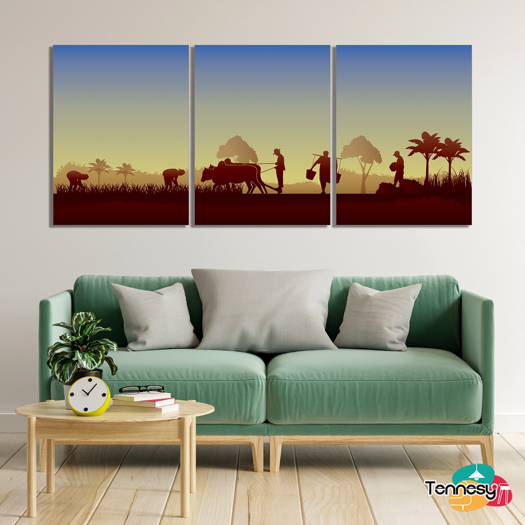 TENNESY HIASAN DINDING FULLSET PEMANDANGAN DESA VILLAGE 15x20 WALL DECOR PAJANGAN KAYU POSTER DEKORASI DINDING RUMAH KAMAR TIDUR