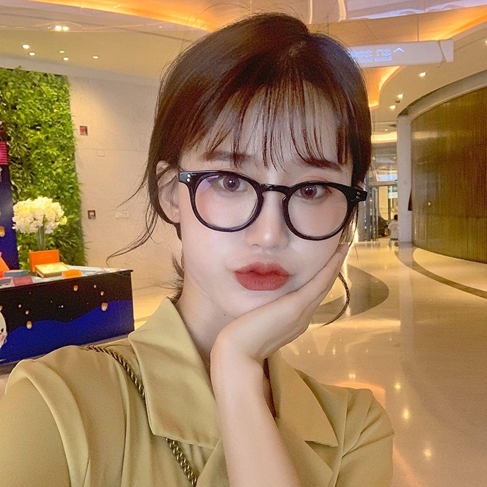 Mxbeauty Kacamata Anti-Biru Cahaya Pria Wanita Vintage Bingkai Bulat Lensa Bening 0derajat Eyewear Optical Glasses