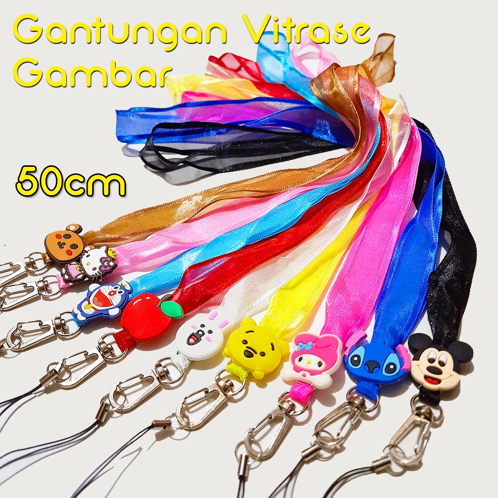 Gantungan HP Vitrase Transparan Karaker Lucu Kepala Kartun lanyard bagus