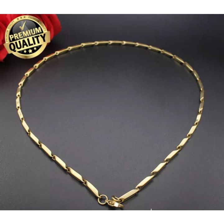 kalung titanium pria motif bambu