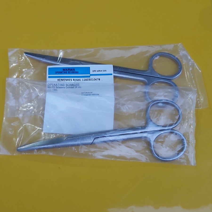 Gunting Mayo Bengkok 14cm. MAYO Scissors Curved 14 cm. Gunting IUD 14cm.