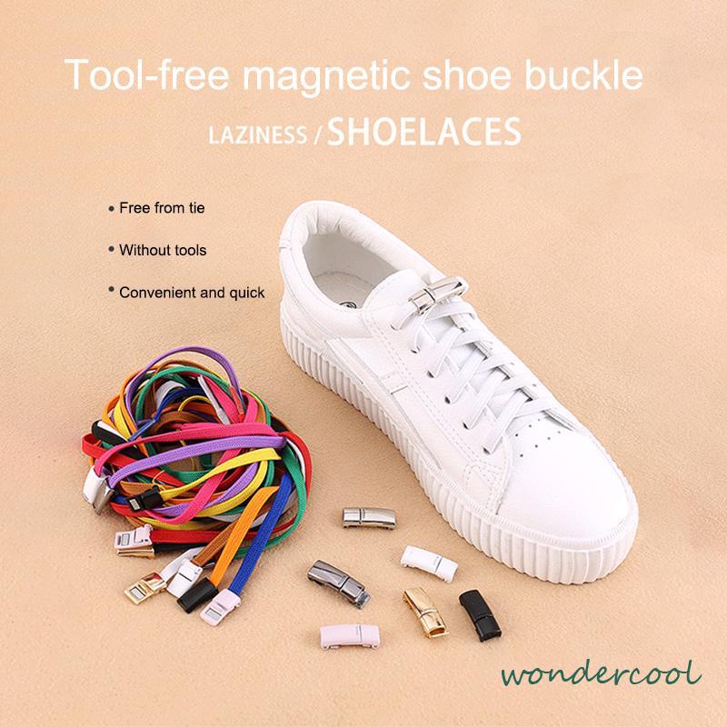 Tali Sepatu Magnetic lazy lace elastic shoelace tali sepatu Simple elastis -Won