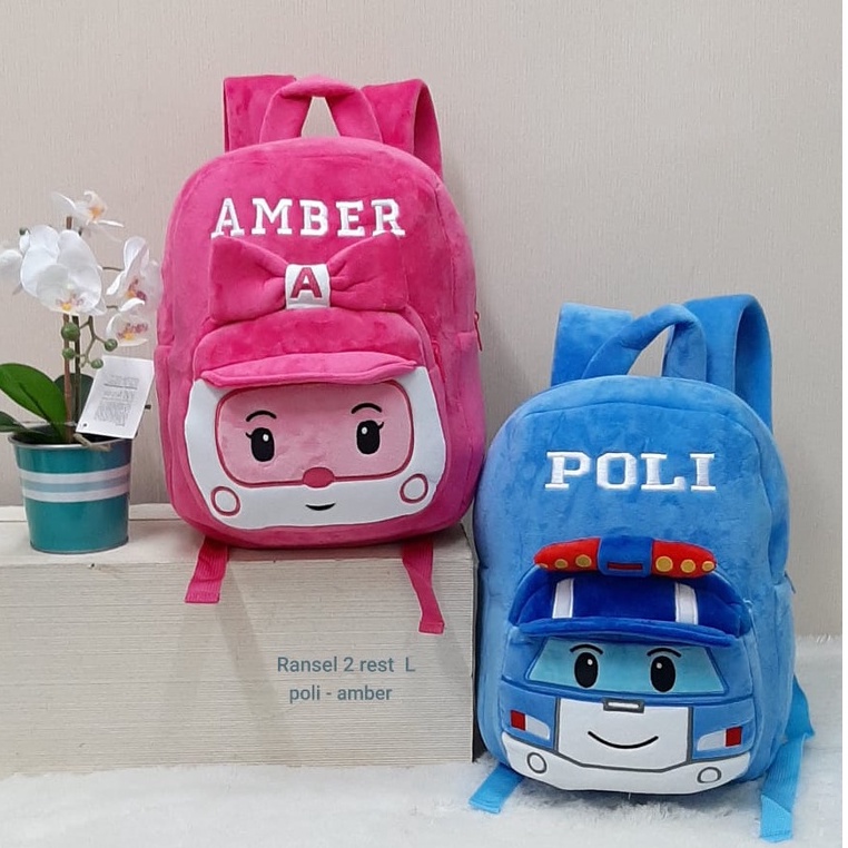 Tas Ransel Sekolah Anak SD 2Rest Robocars Poli Amber L/Tas Karakter/Kado Tas Anak