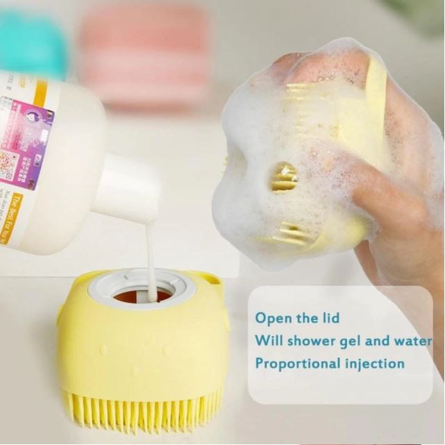 Sikat Badan Mandi Bubble Bath Shower Brush Silicone Dispenser Brush Shampoo