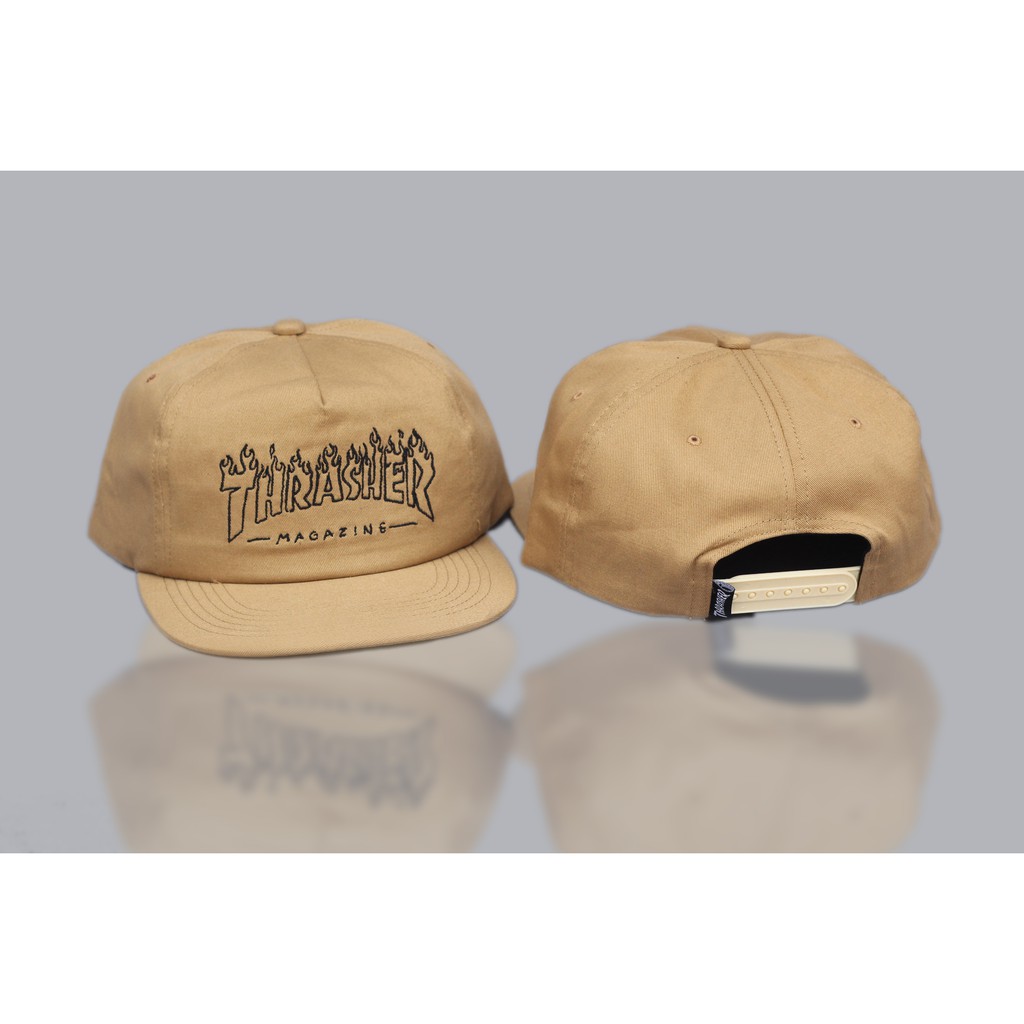 Topi Thrasher Cap Witch Tan Snapback Skateboard Hat