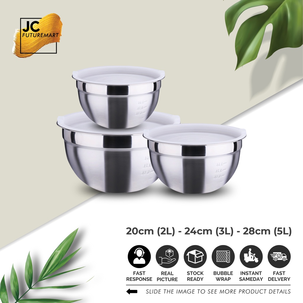 MIXING BOWL WITH LID | MANGKOK ADUK ADONAN STAINLESS + TUTUP