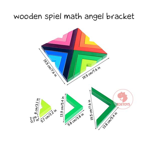 Zoetoys Wooden Spiel Math Angel Bracket | Triangle Mainan Edukasi Anak