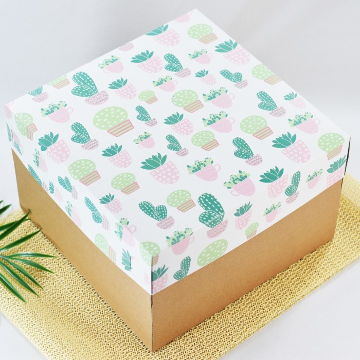 

Dus kue 22x22x7 / 22x22x12 corrugated box kotak roti kardus packing cake tart kaktus