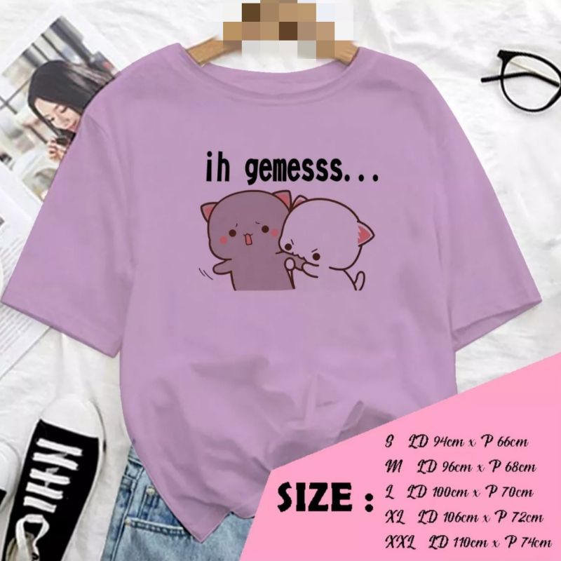 Kaos peach ih gemes bahan katun fit to XXL