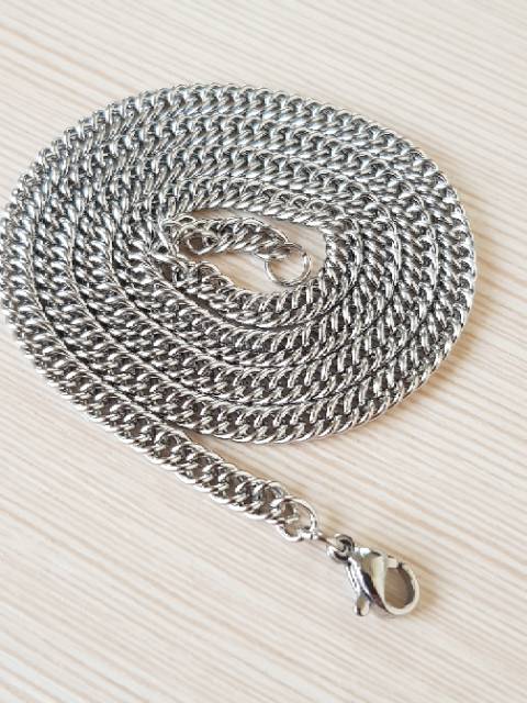 Kalung titanium Silver import antikarat Antiluntur KGS03