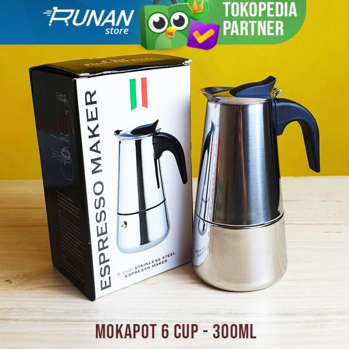 Moka Pot 6 cup Coffee Espresso Maker alat pembuat kopi 300ml -Diskon Besar