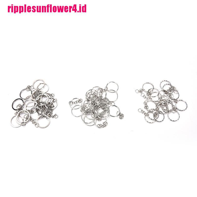 100pcs / set Gantungan Kunci Bentuk Bulat Bahan Stainless Steel Warna Silver Ukuran 25mm 3 Gaya