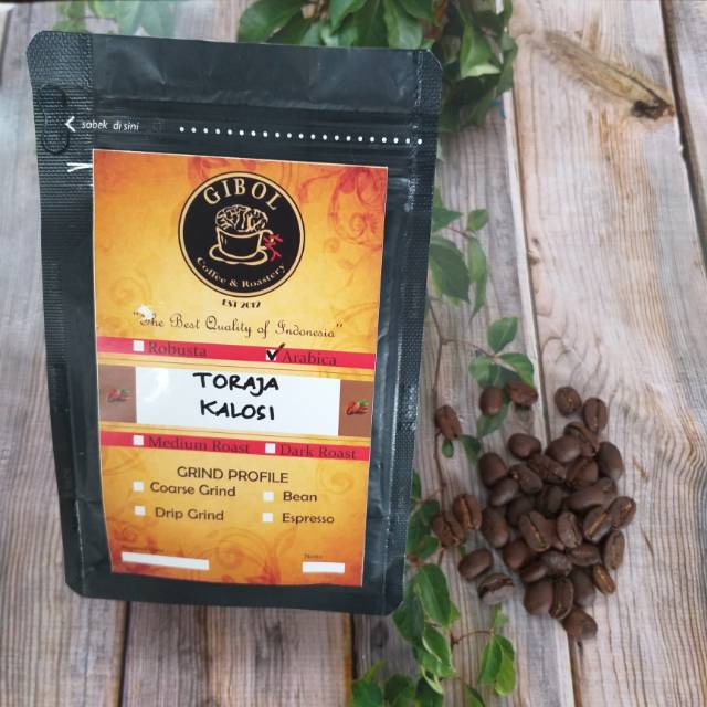 

KOPI ARABIKA TORAJA KALOSI BUBUK / BIJI KOPI TORAJA KALOSI ARABICA 200 GRAM GIBOL COFFEE