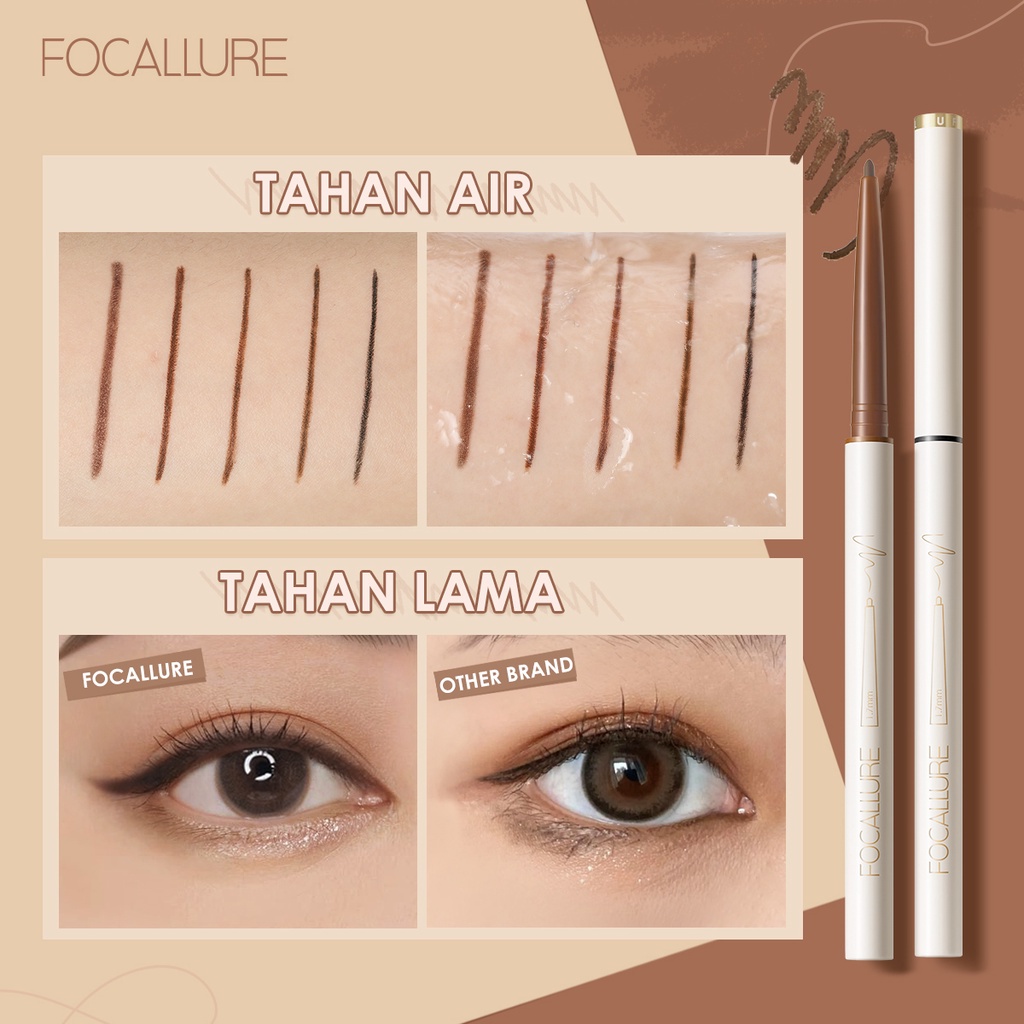 FOCALLURE #ConfidenceHalo Tahan air Waterproof Eyeliner Gel pencil-Make up Mata