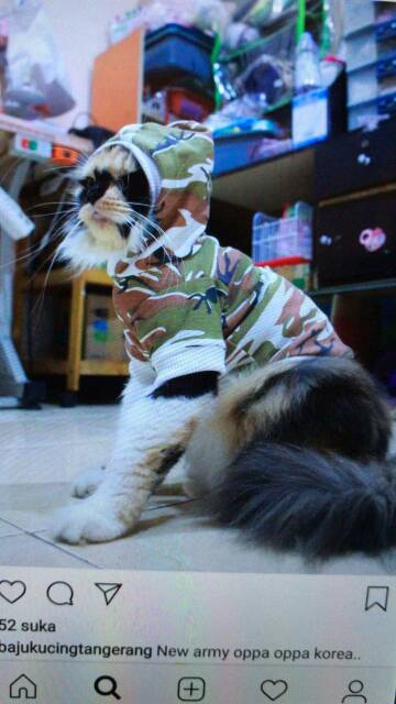 Kaos hoodie jumper army ala korea untuk kucing dan anjing size S M L XL