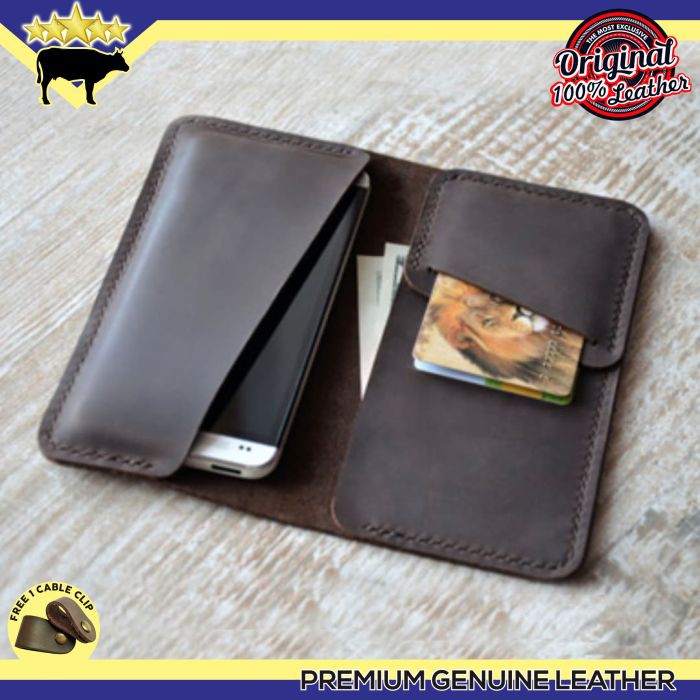 New Arrival Dompet pria tempat hp kulit asli handmade dark 