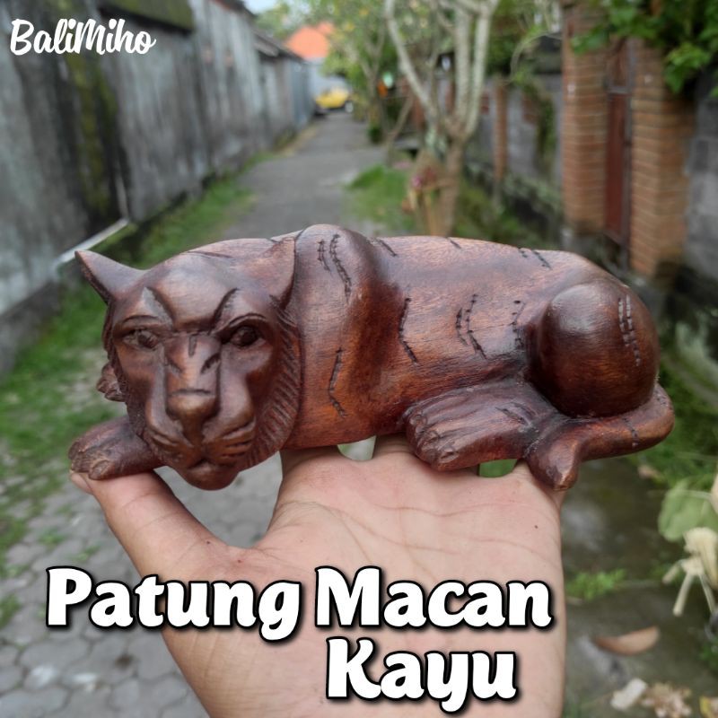 PATUNG MACAN KAYU/PATUNG HARIMAU KAYU/PATUNG MACAN/DEKORASI KUCING/DEKORASI MACAN/PAJANGAN MACAN