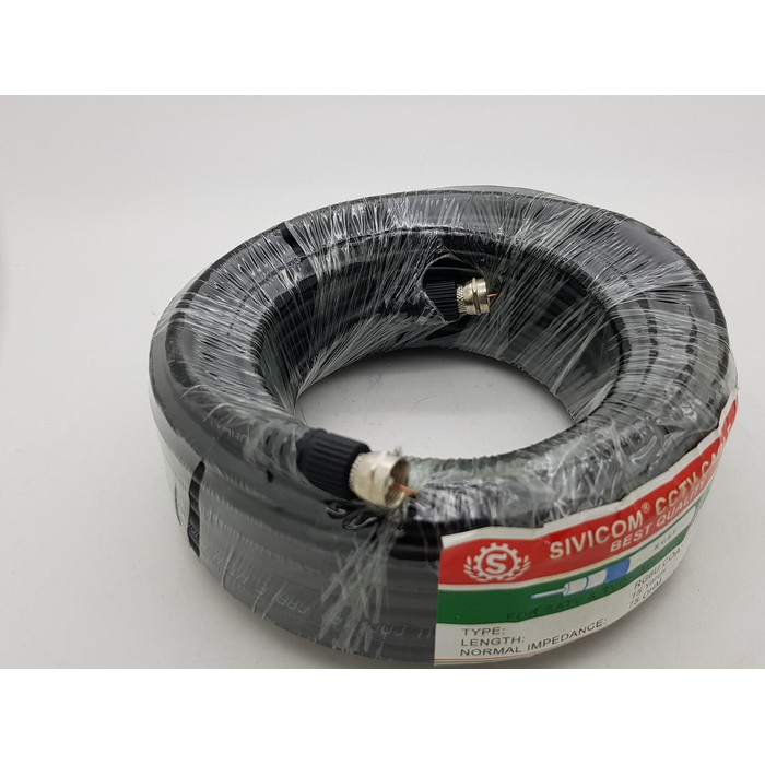 Sivicom 15 Yard Kabel Cctv / Antena Tv With 2 Pc Konektor F Drat