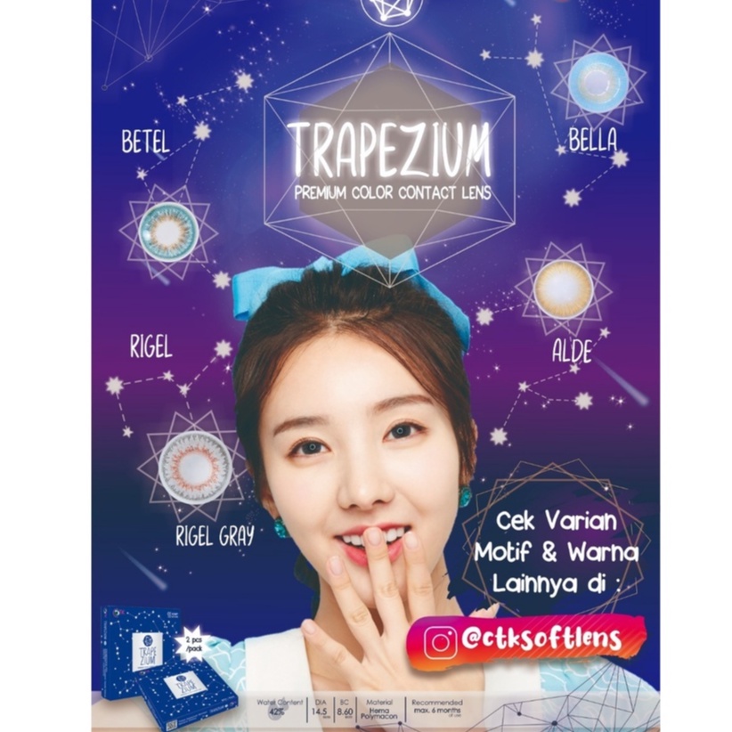 Softlens Trapezium NORMAL &amp; Minus -0.50 s/d -6.00 Free Lenscase -KASIMURA/