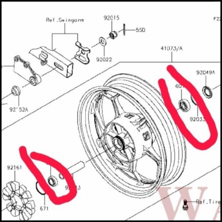 Laher Bearing Roda Belakang Ninja 250 Karbu Ninja 250 Fi Z250