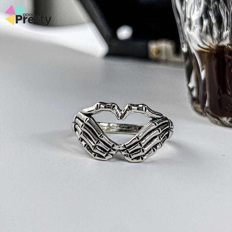 Korea Retro Hell Ghost Tangan Cinta Cincin Mendominasi Tren Pria Dan Wanita Cincin Perhiasan - PD