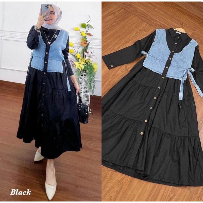 midi dress amiraa mix jeans wash