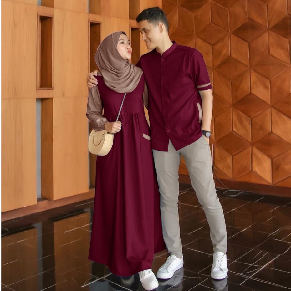 Baju Gamis Kapel  Pasangan Set Couple Suami Istri Kapelan Kondangan kekinian terbaru 2022