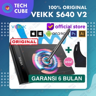 VEIKK S640 Digital Graphic Drawing Pen Tablet Gambar dan OSU 8192 Pressure 6x4 inch