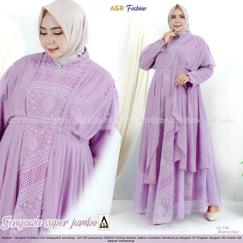Gamis Muslimah Kondangan Brukat SUPER JUMBO Ld 130  'SENYAWA'