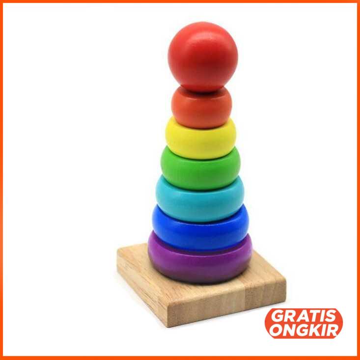 Mainan Anak Montessori Rainbow Tower Children Toy - HX2804