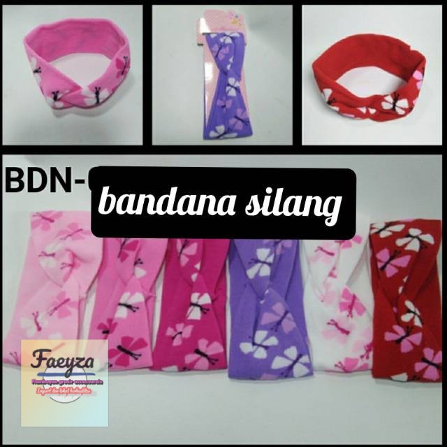 grosir  BANDANA HEADBAND HANDUK SILANG MOTIF 6pcs