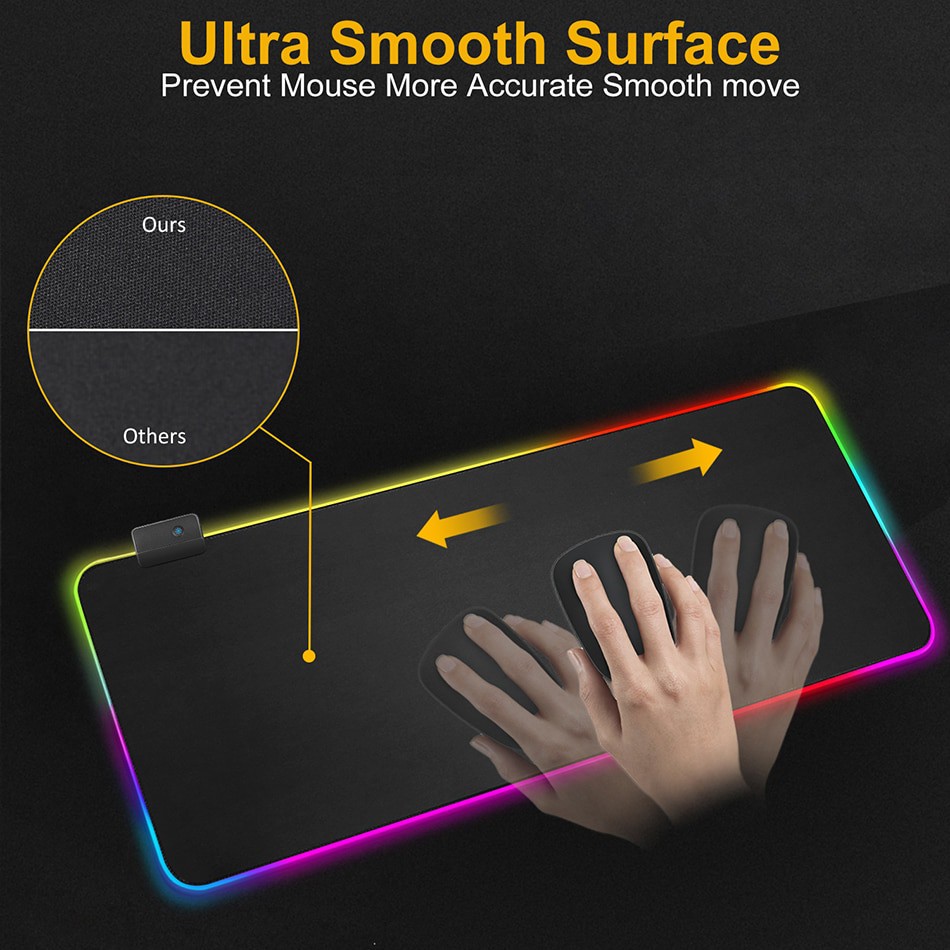 Gaming Mouse Pad XL RGB LED 300 x 900 mm - iAhead  - Black