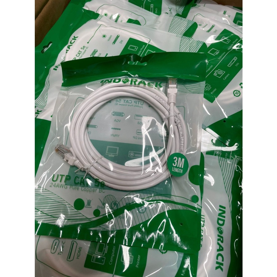 INDORACK C53W 3 Meter Kabel Lan CAT5e UTP Patch Cord Cable -WHITE