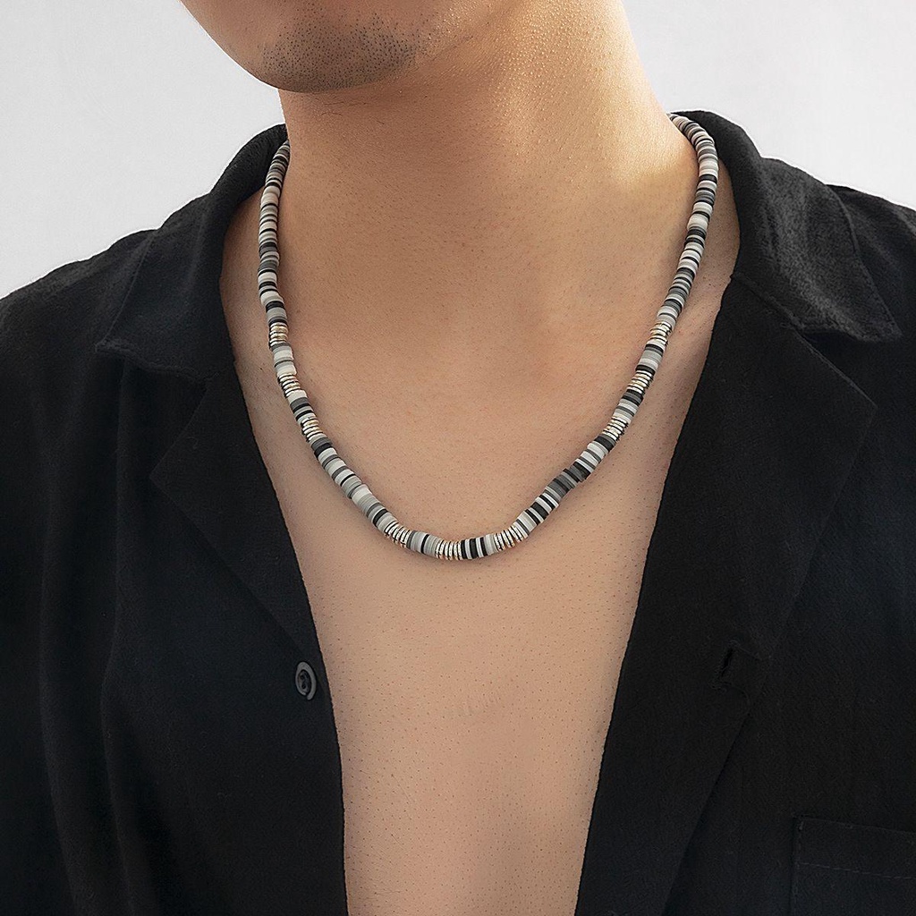 Nickolas1 Manik Kalung Kepribadian Sederhana Hip Hop Warna-Warni Gaya Korea Kalung Perempuan Sweater Rantai Wanita Klavikula Rantai Jahitan Tembikar Lembut Kalung