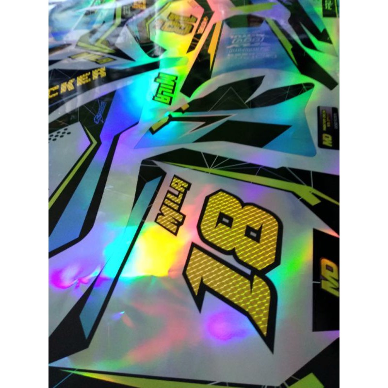 Decal sticker KLX BF .D-Tracker CROME PELANGI NO START CARBON GOLD