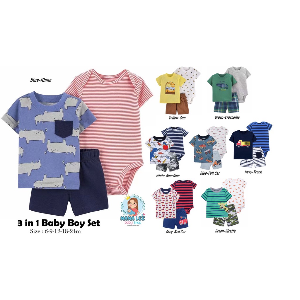 3 IN 1 IMPOR  BABY BOY SET / JUMPER BAYI LAKI LAKI / BABY GIFT PARCEL PARSEL  BAYI LAKI LAKI