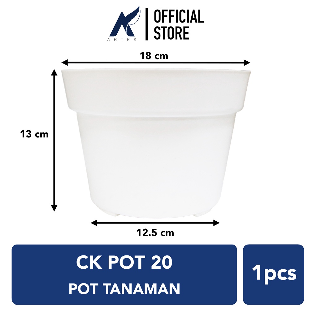 CK POT NO 20 PUTIH Pot Plastik Tanaman-Tumbuhan Hias-Bunga-Sukulen-Sekulen-Daun Diameter 18 cm